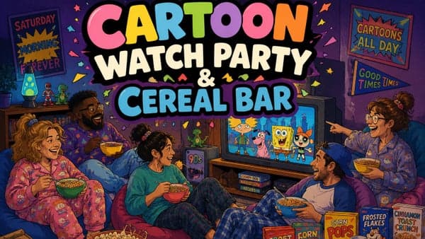 Nostalgic Cartoon Watch Party & Cereal Bar 🥣